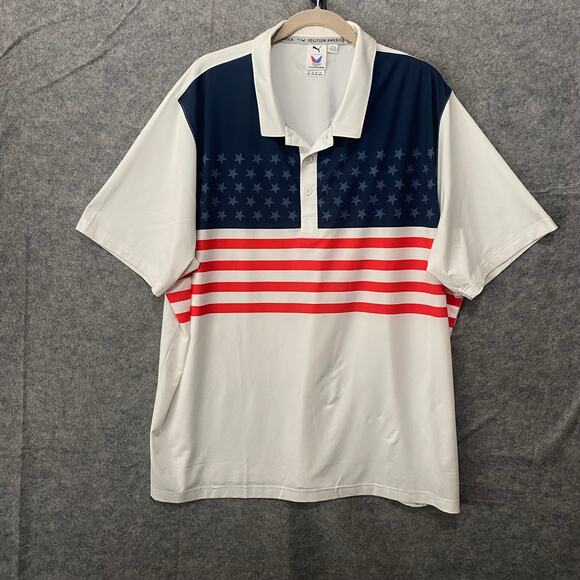 Puma Volition America Polo Mens Sz XXL White Stars Stripes USA -‎ SEE NOTE - Picture 1 of 12